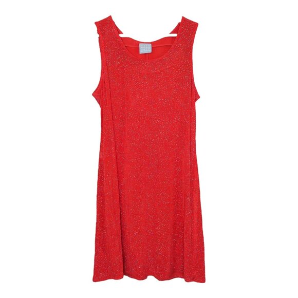 Vintage 90s Sparkly Red Mini Dress - Picture 2 of 14